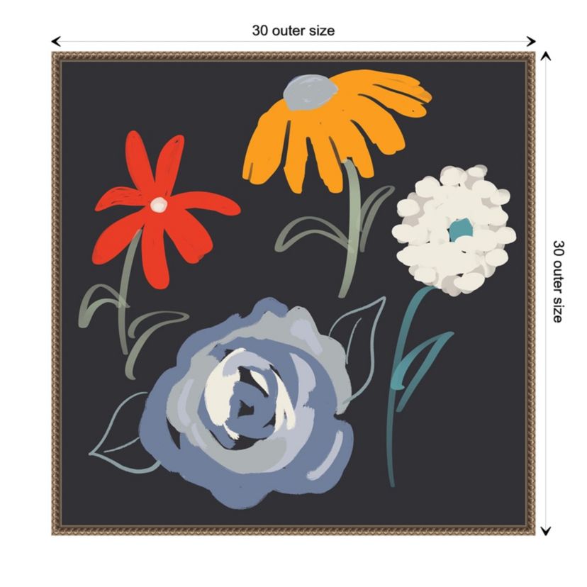 Flowers at Night Framed Canvas Wall Art Print