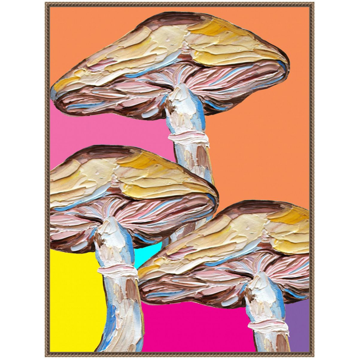Colorful Mushrooms Framed Canvas Wall Art Print