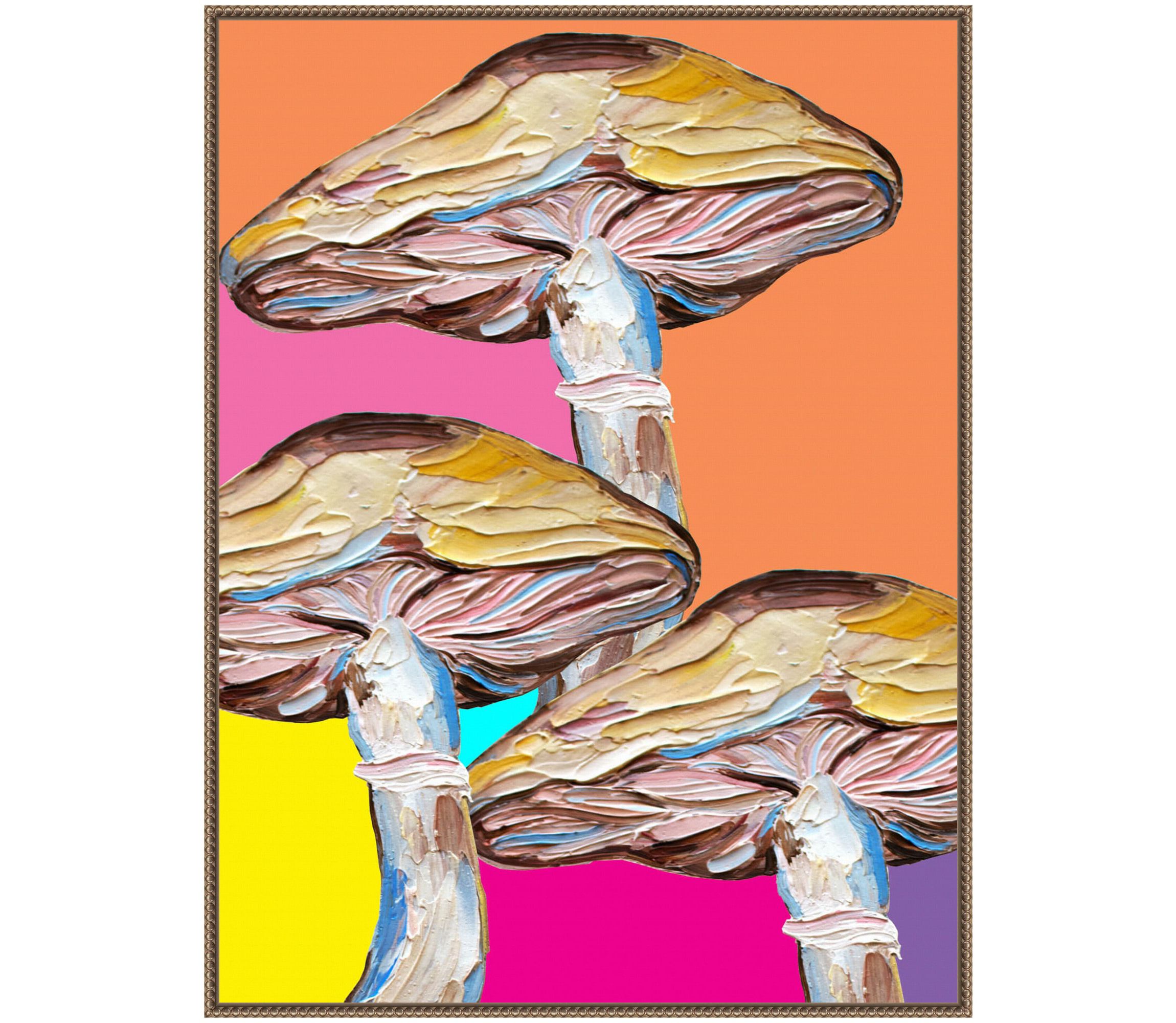 Colorful Mushrooms Framed Canvas Wall Art Print