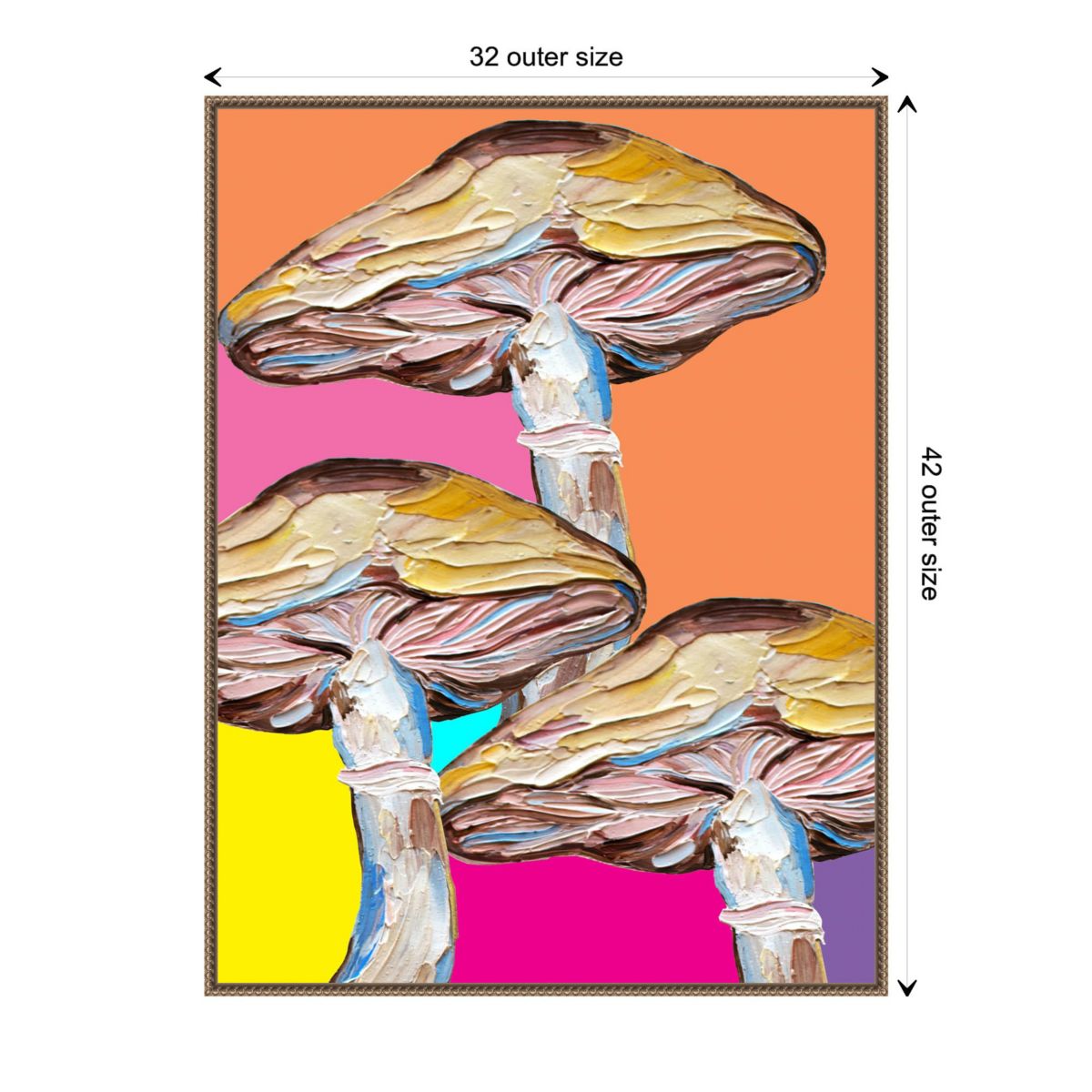 Colorful Mushrooms Framed Canvas Wall Art Print