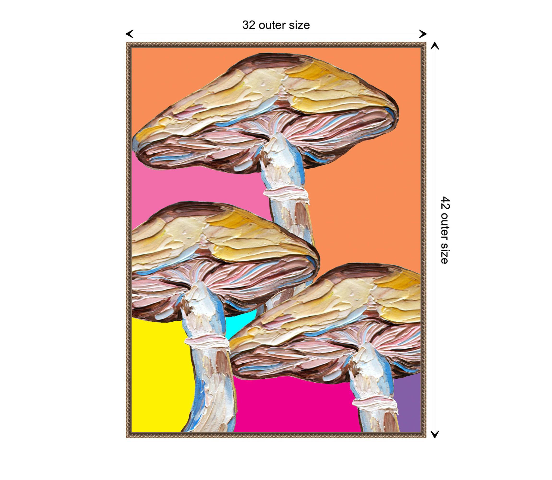 Colorful Mushrooms Framed Canvas Wall Art Print