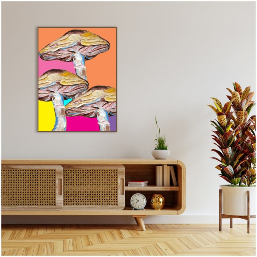 Colorful Mushrooms Framed Canvas Wall Art Print