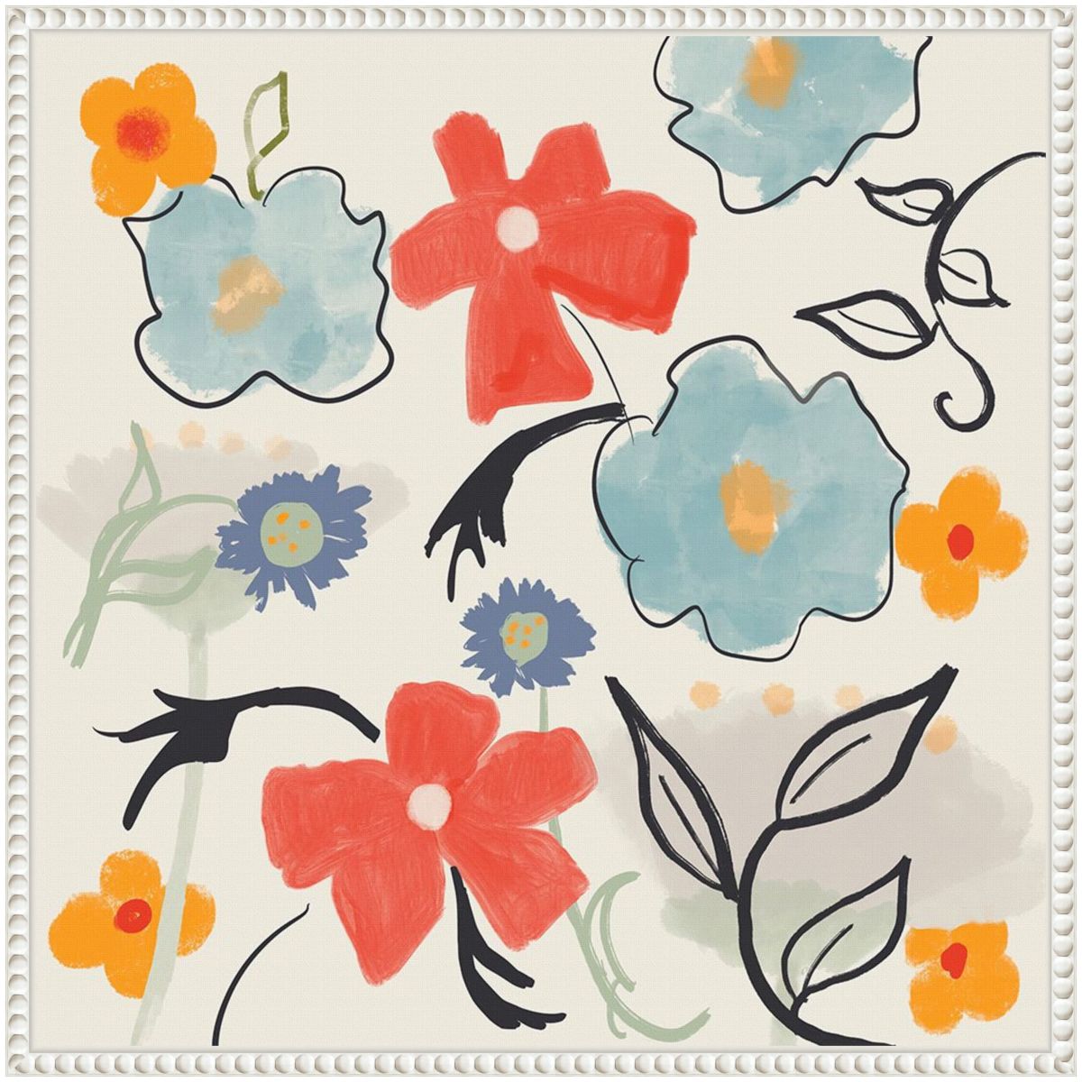 Flower Print Framed Canvas Wall Art Print