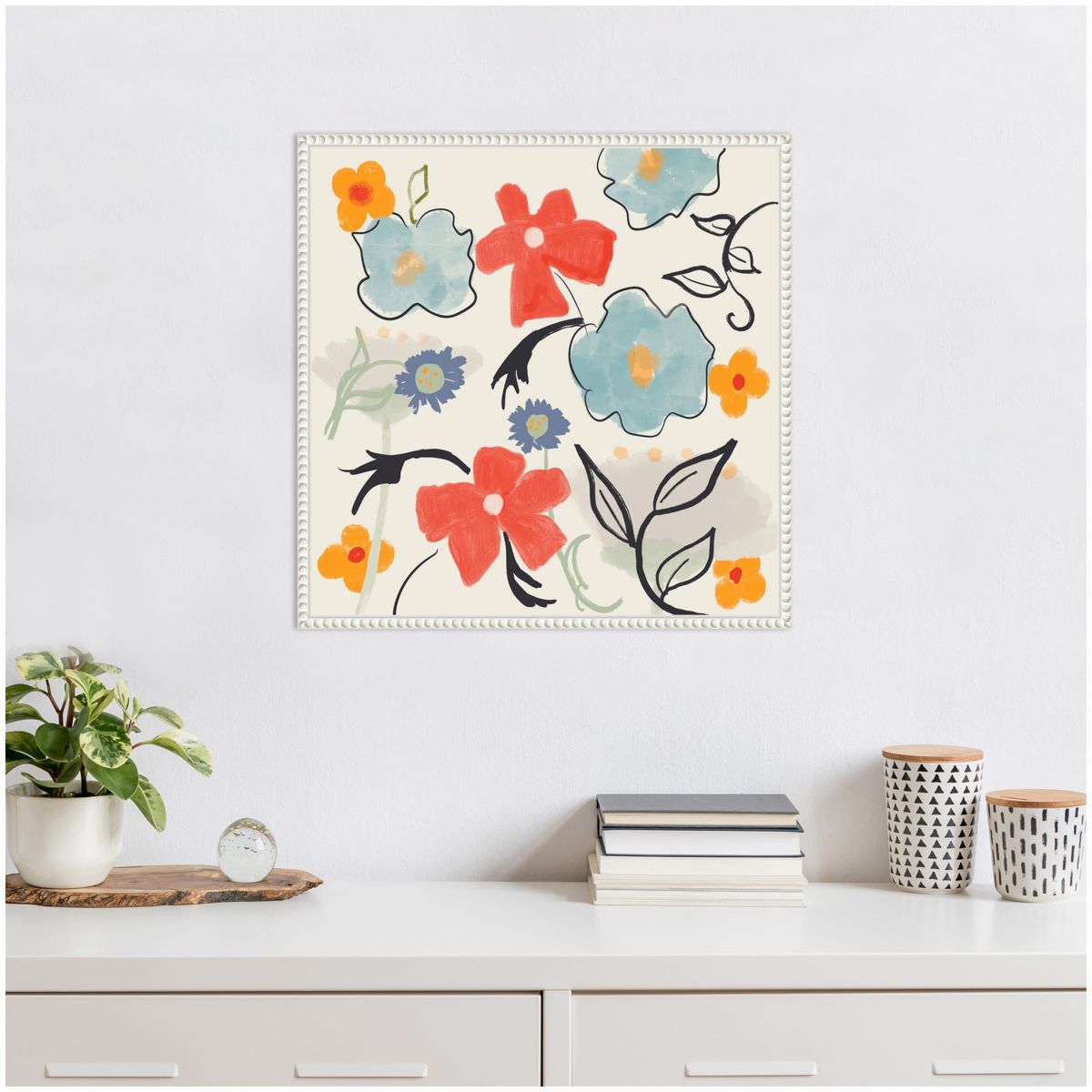 Flower Print Framed Canvas Wall Art Print