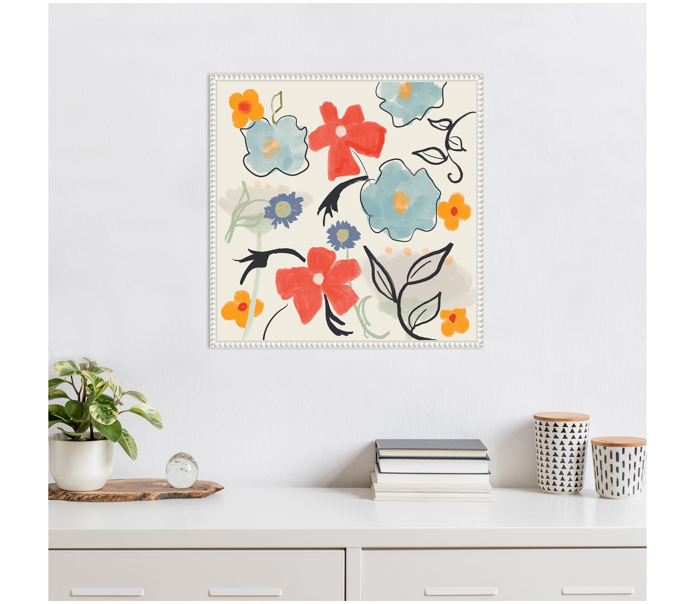 Flower Print Framed Canvas Wall Art Print