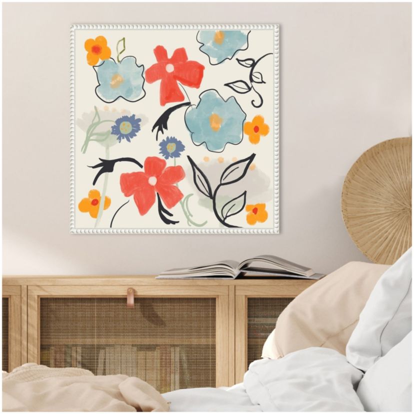 Flower Print Framed Canvas Wall Art Print