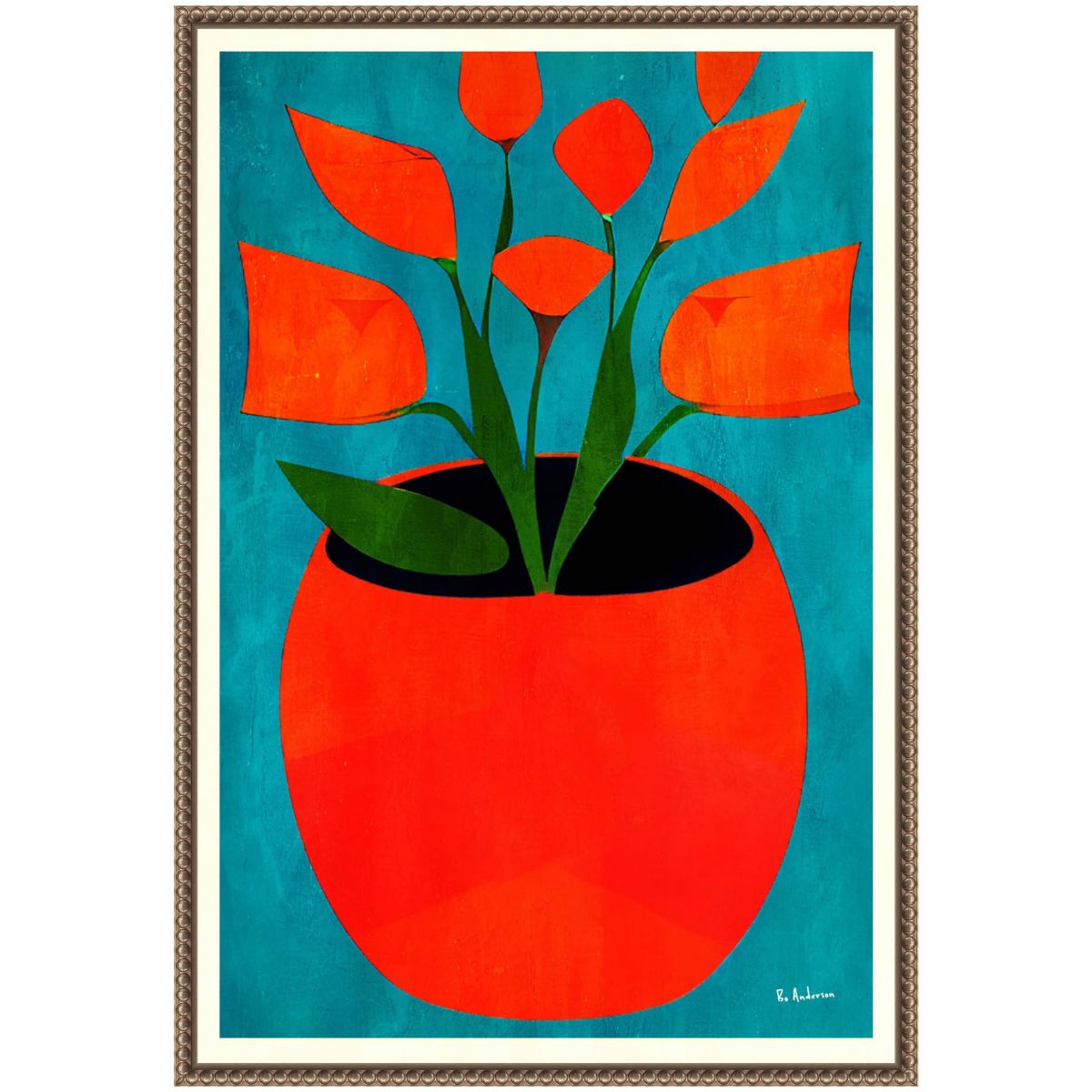 Red Blossoms Framed Canvas Wall Art Print