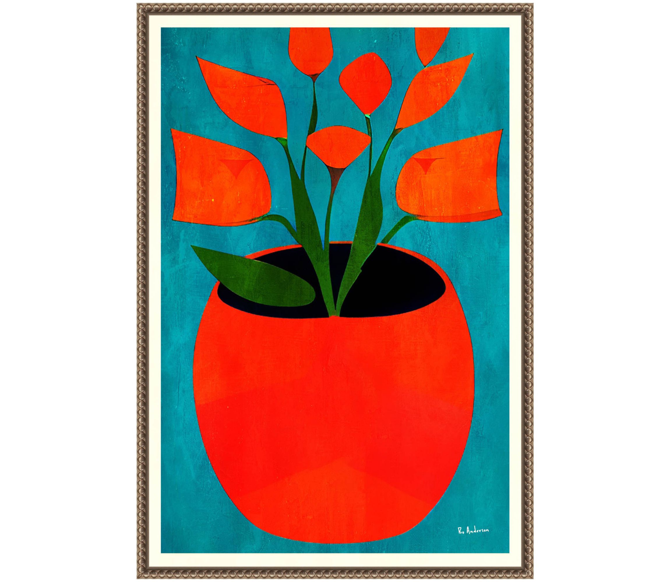 Red Blossoms Framed Canvas Wall Art Print