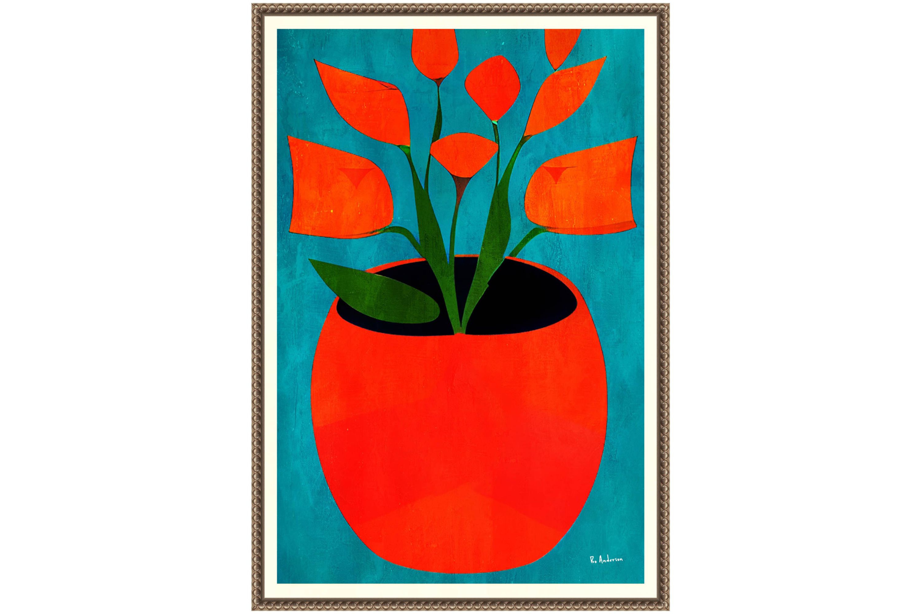 Red Blossoms Framed Canvas Wall Art Print