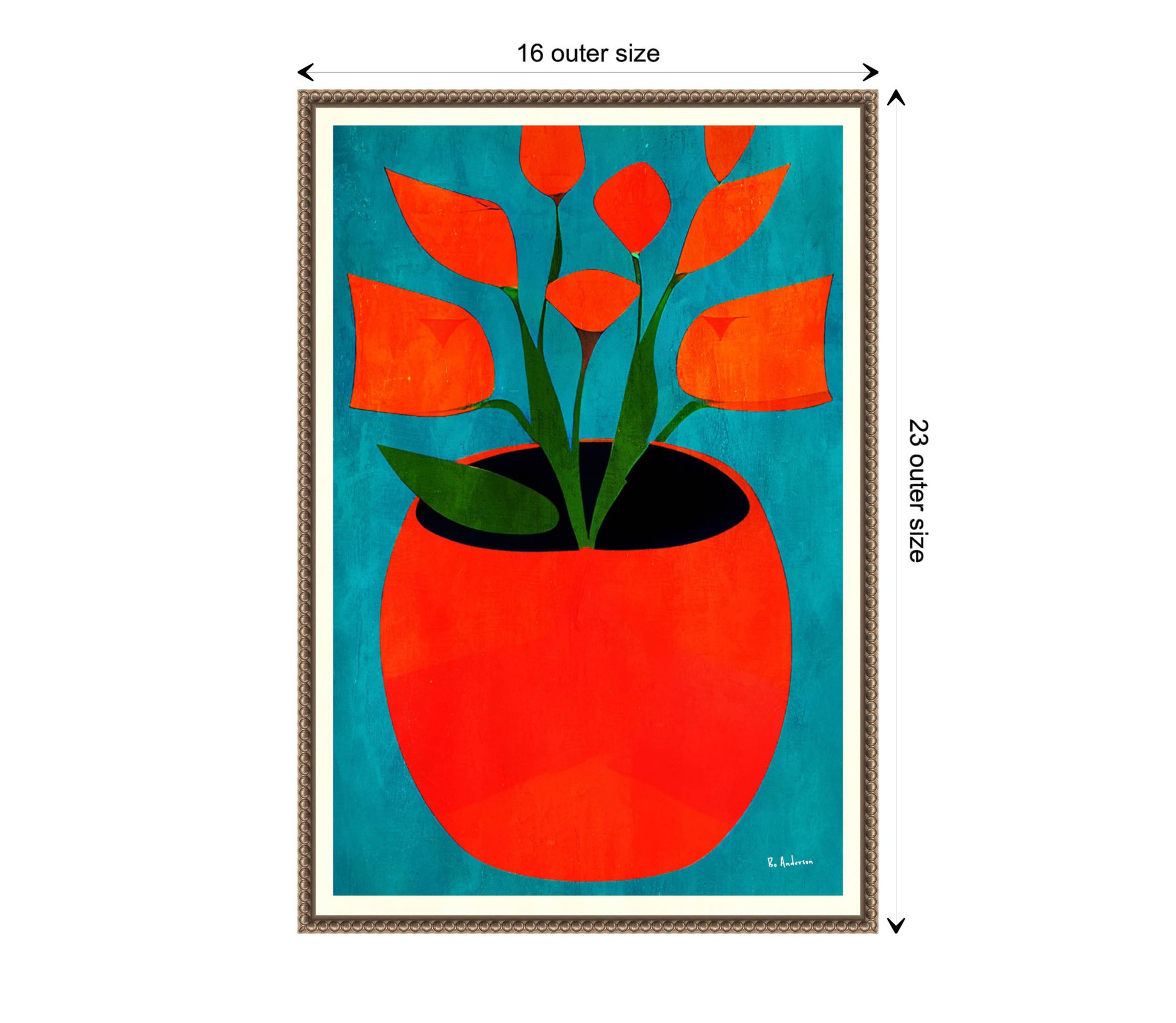 Red Blossoms Framed Canvas Wall Art Print