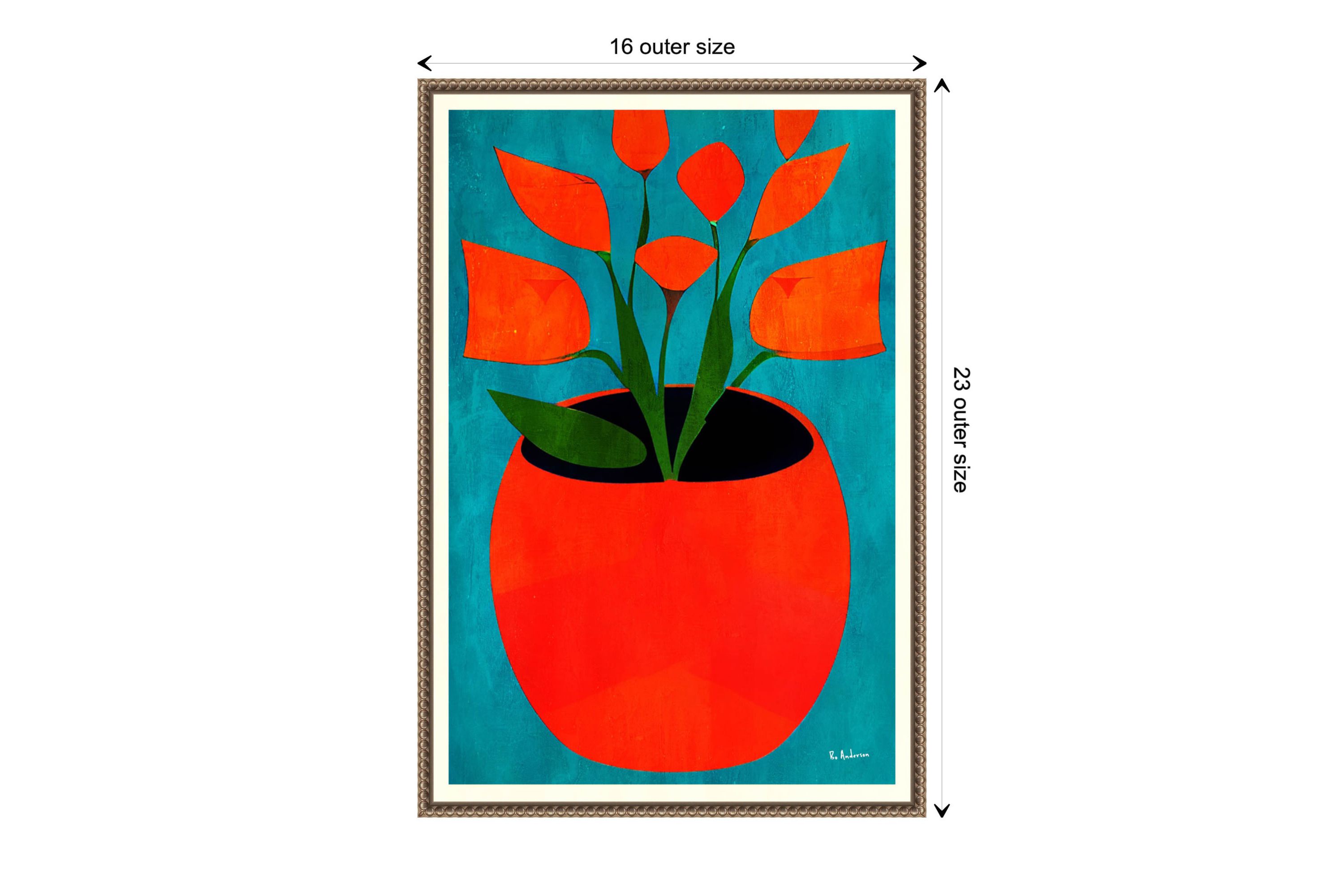 Red Blossoms Framed Canvas Wall Art Print