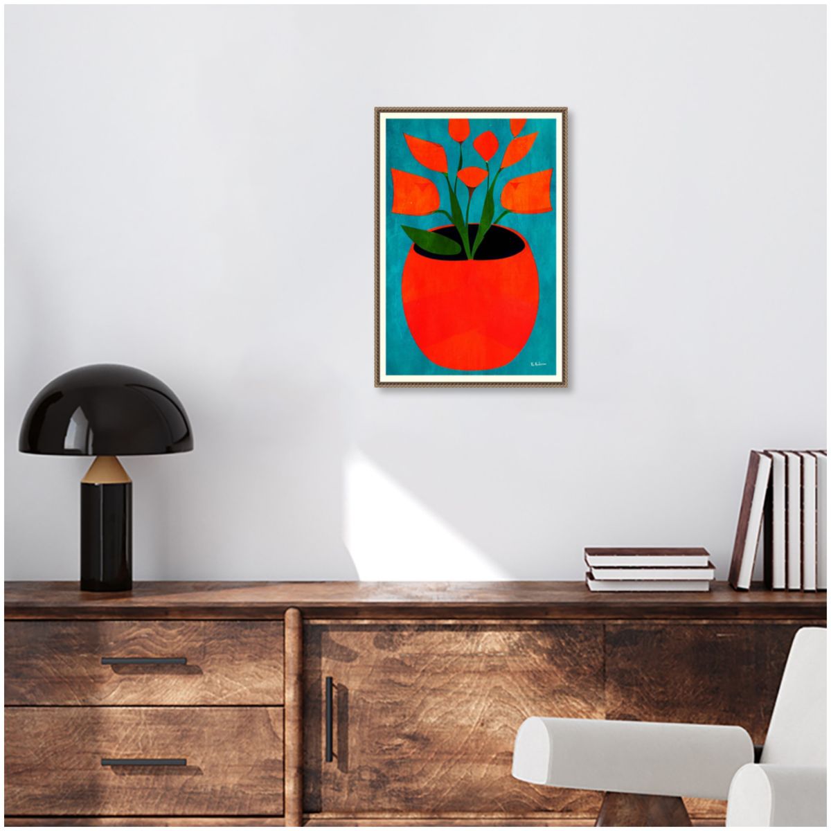 Red Blossoms Framed Canvas Wall Art Print