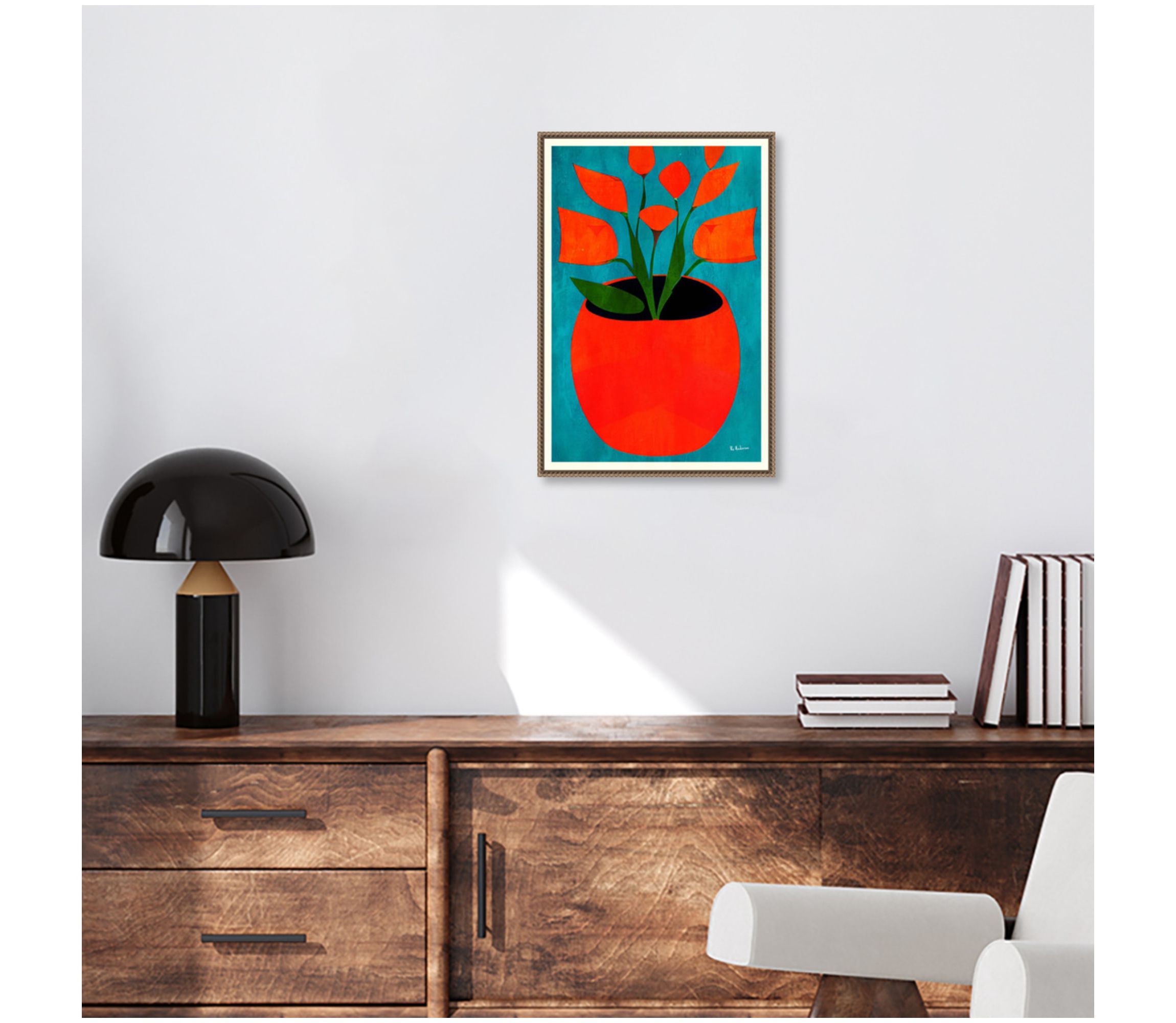 Red Blossoms Framed Canvas Wall Art Print
