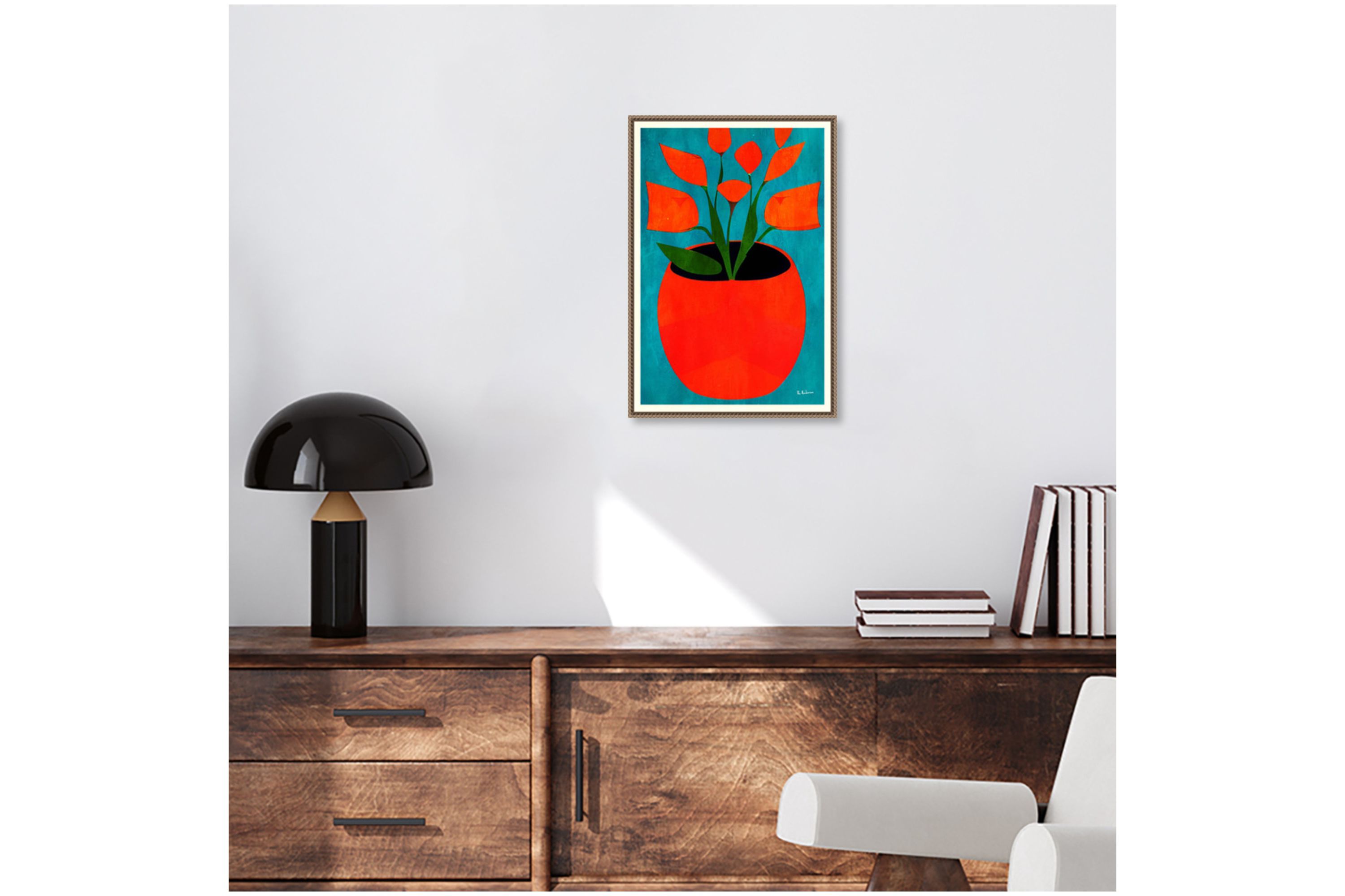 Red Blossoms Framed Canvas Wall Art Print