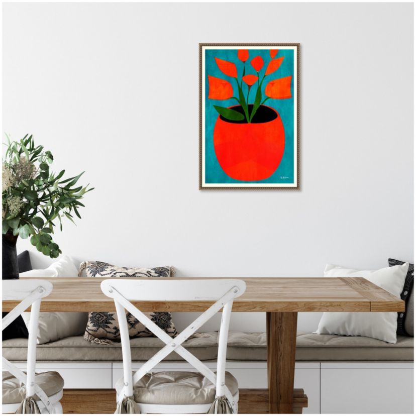 Red Blossoms Framed Canvas Wall Art Print
