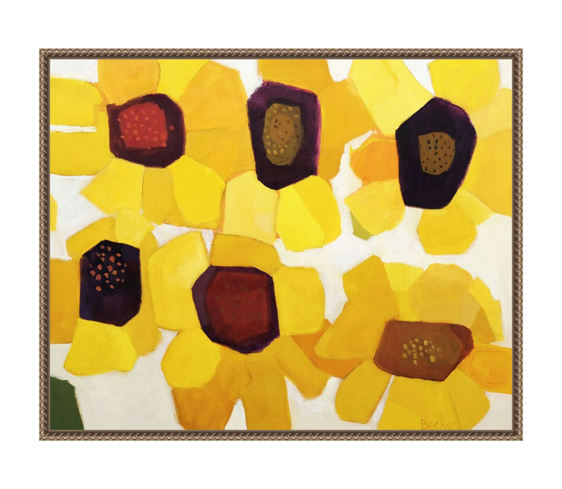Six Sunflowers Framed Canvas Wall Art Print
