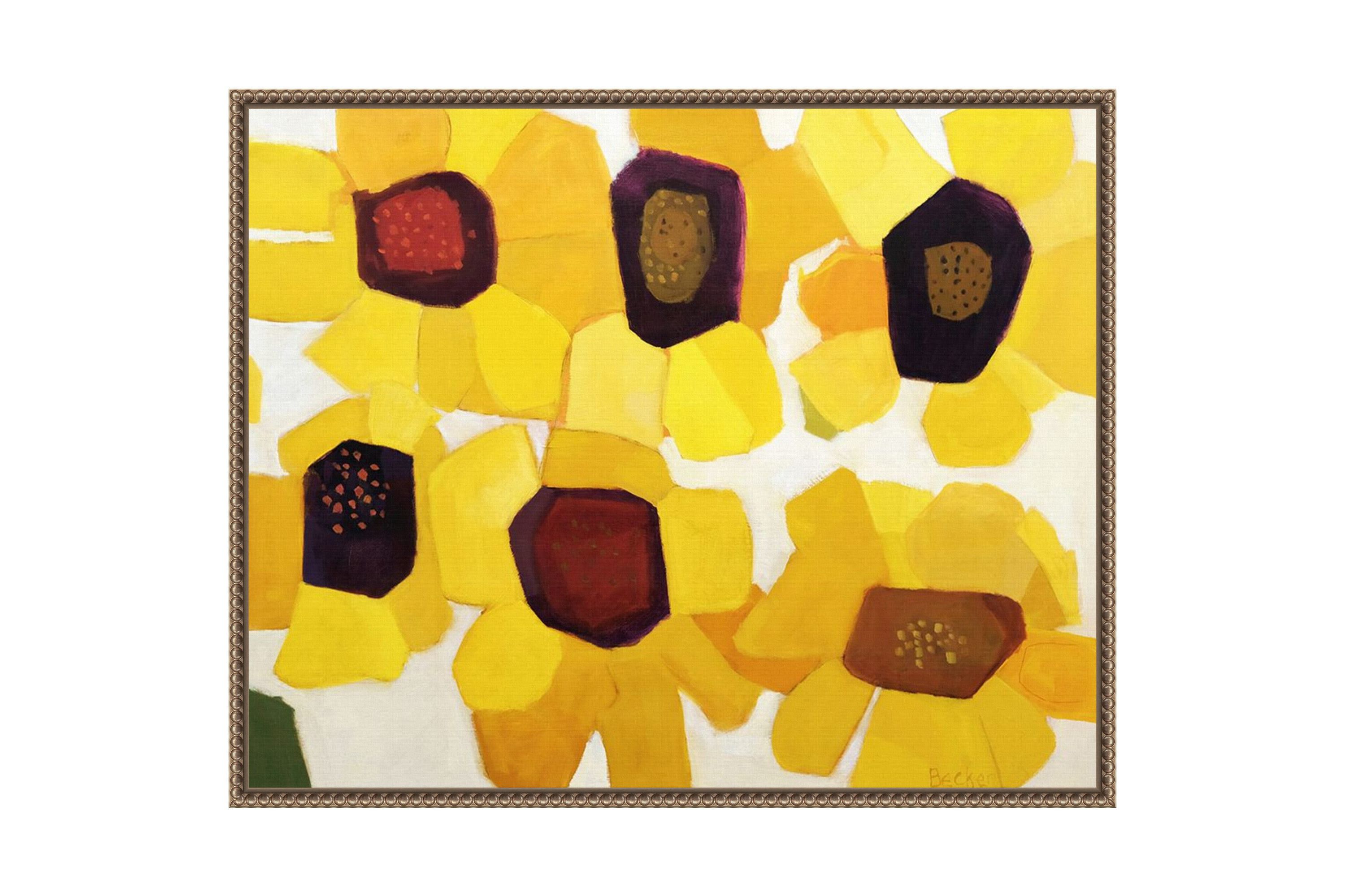 Six Sunflowers Framed Canvas Wall Art Print