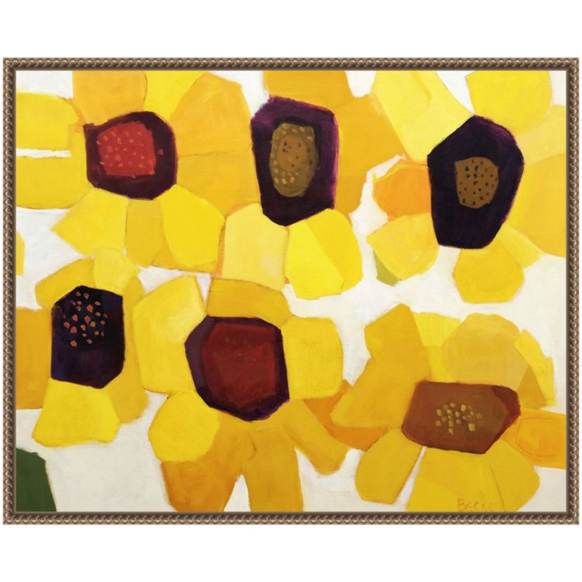 Six Sunflowers Framed Canvas Wall Art Print