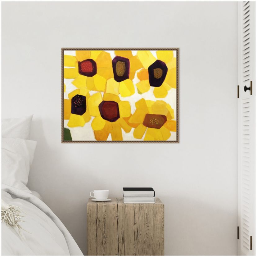 Six Sunflowers Framed Canvas Wall Art Print