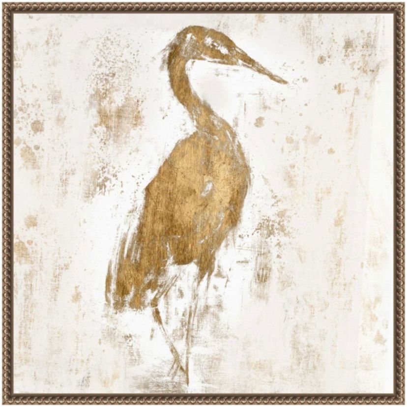 Gilded Heron I Framed Canvas Wall Art Print
