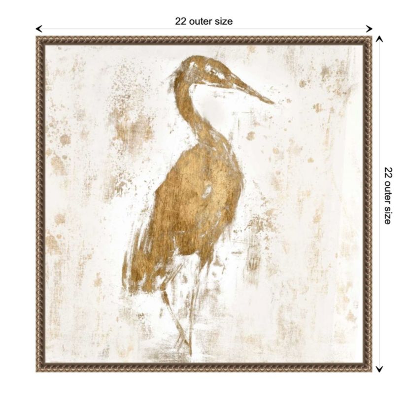 Gilded Heron I Framed Canvas Wall Art Print