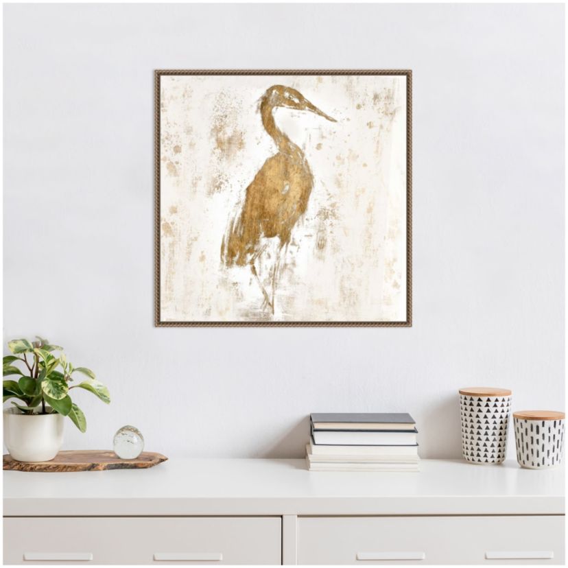 Gilded Heron I Framed Canvas Wall Art Print