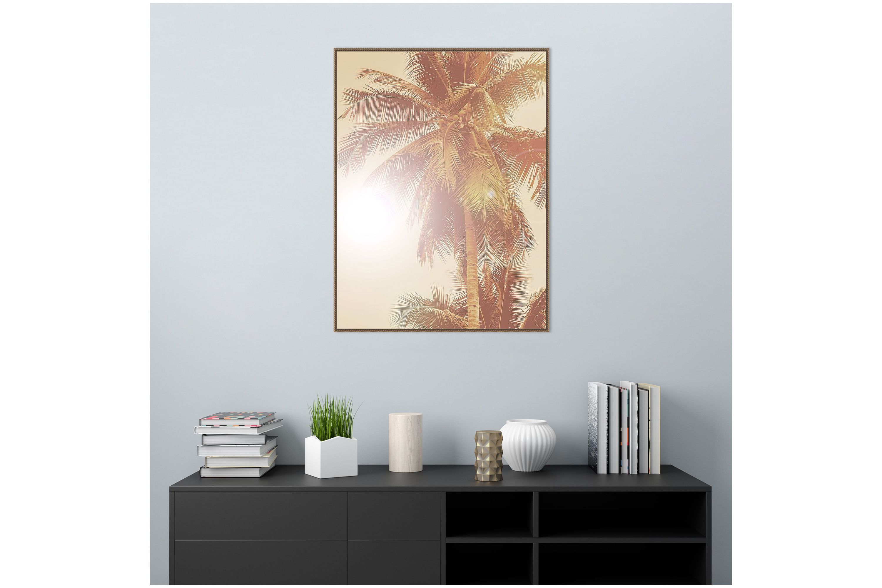 Sunkissed Palm Tree Framed Canvas Wall Art Print