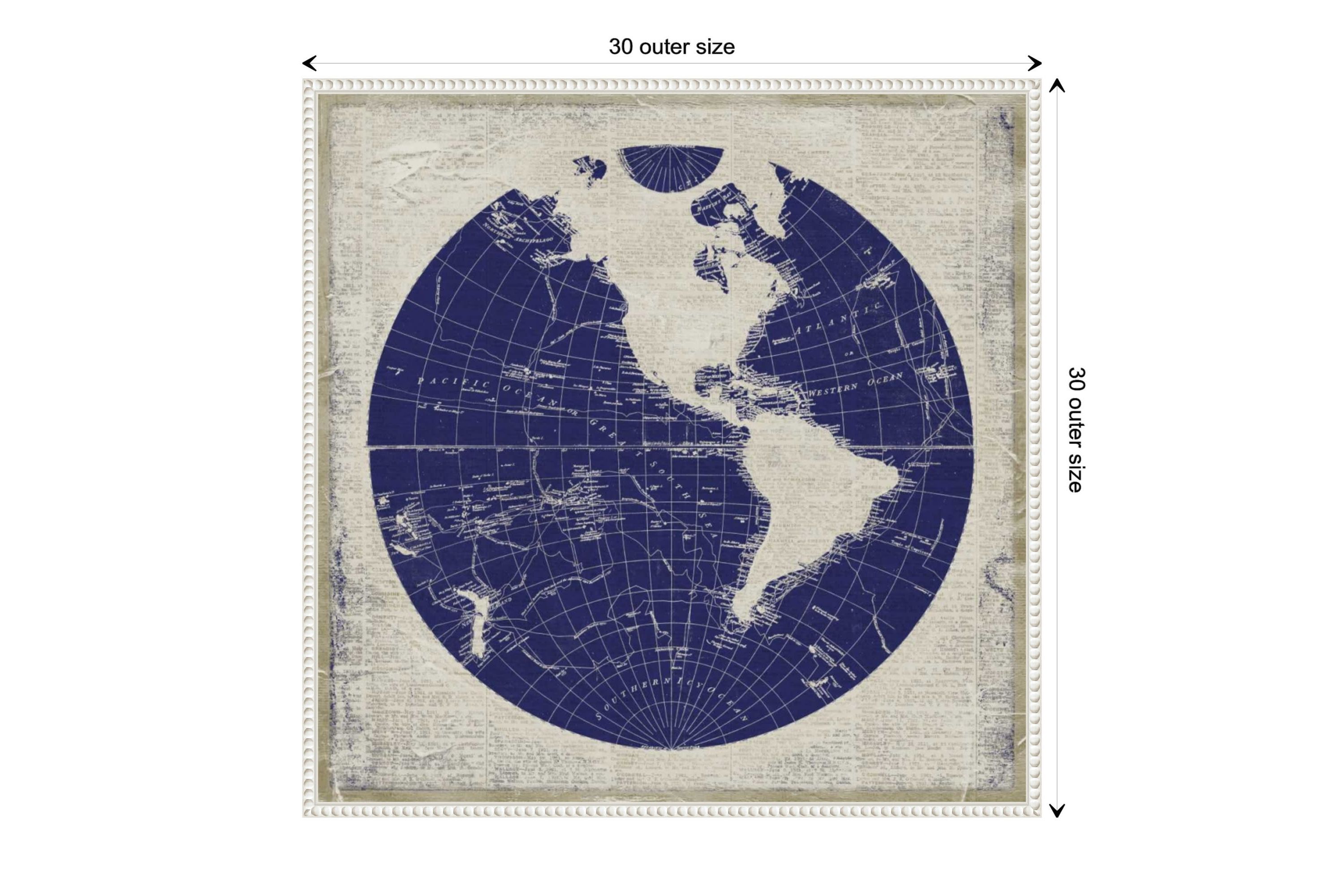 Blueprint Map I Framed Canvas Wall Art Print