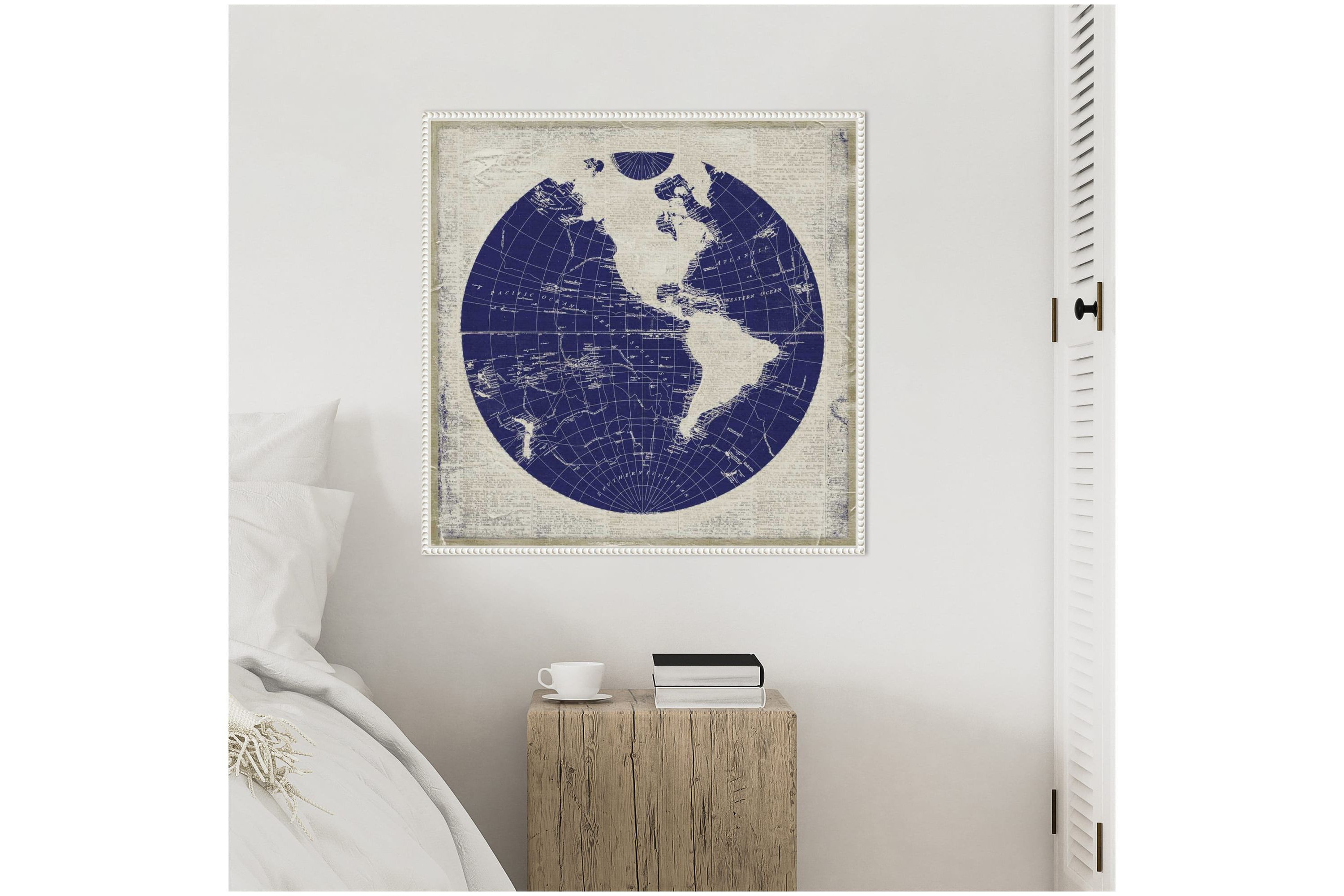 Blueprint Map I Framed Canvas Wall Art Print