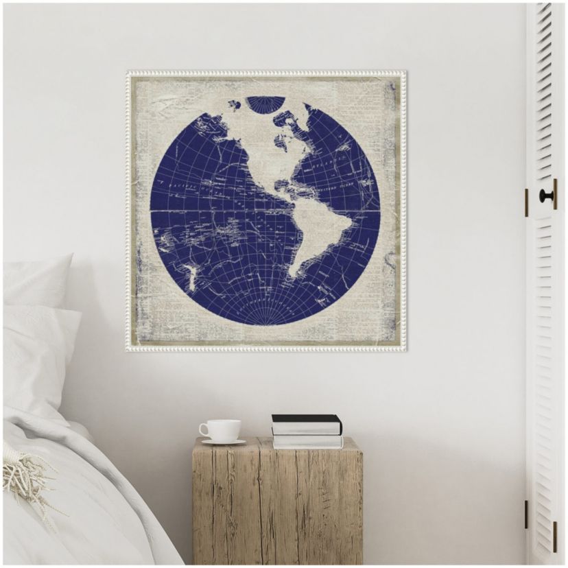 Blueprint Map I Framed Canvas Wall Art Print