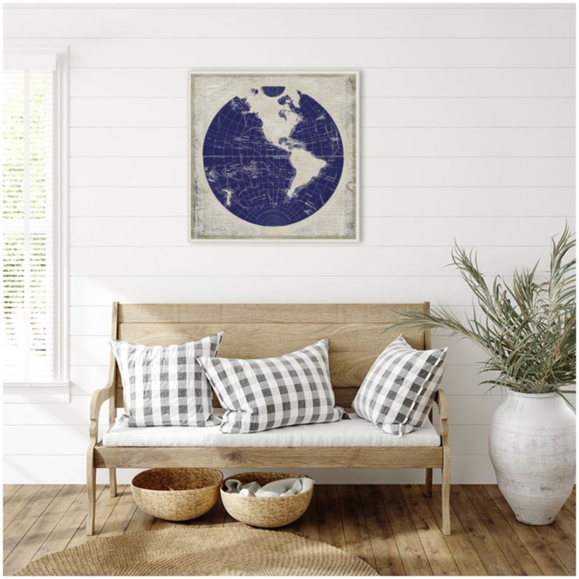 Blueprint Map I Framed Canvas Wall Art Print