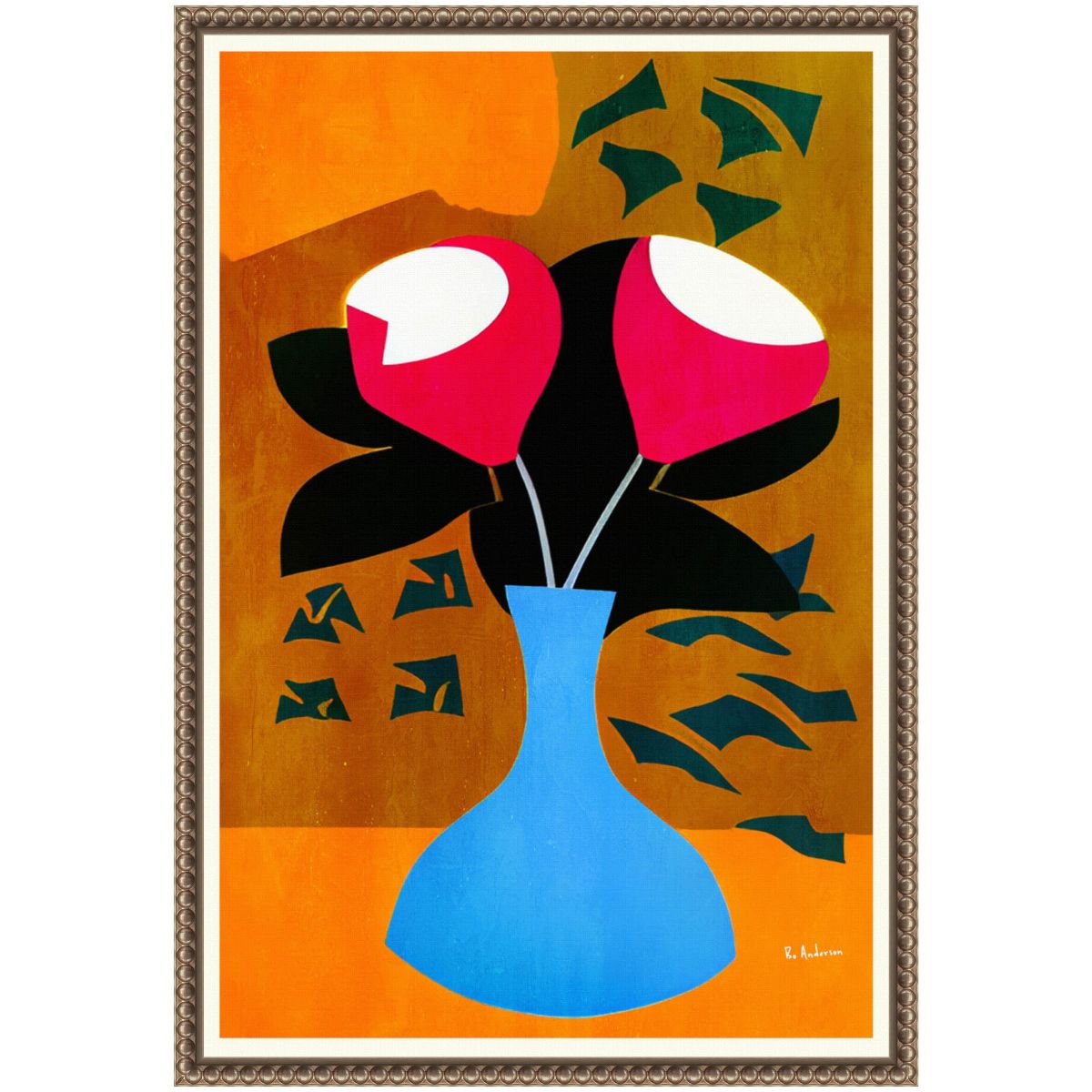 Strawberry Flowers Framed Canvas Wall Art Print