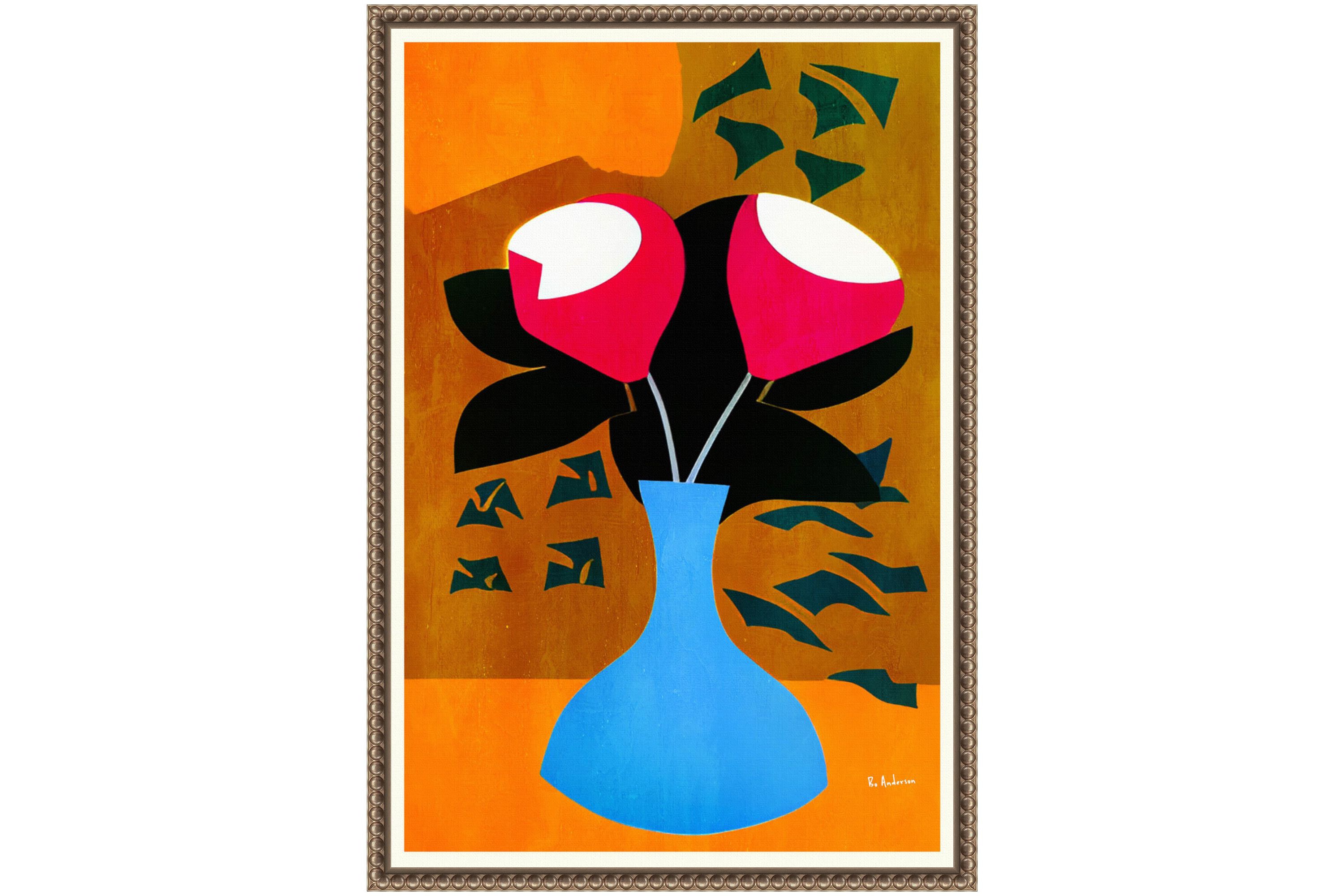 Strawberry Flowers Framed Canvas Wall Art Print