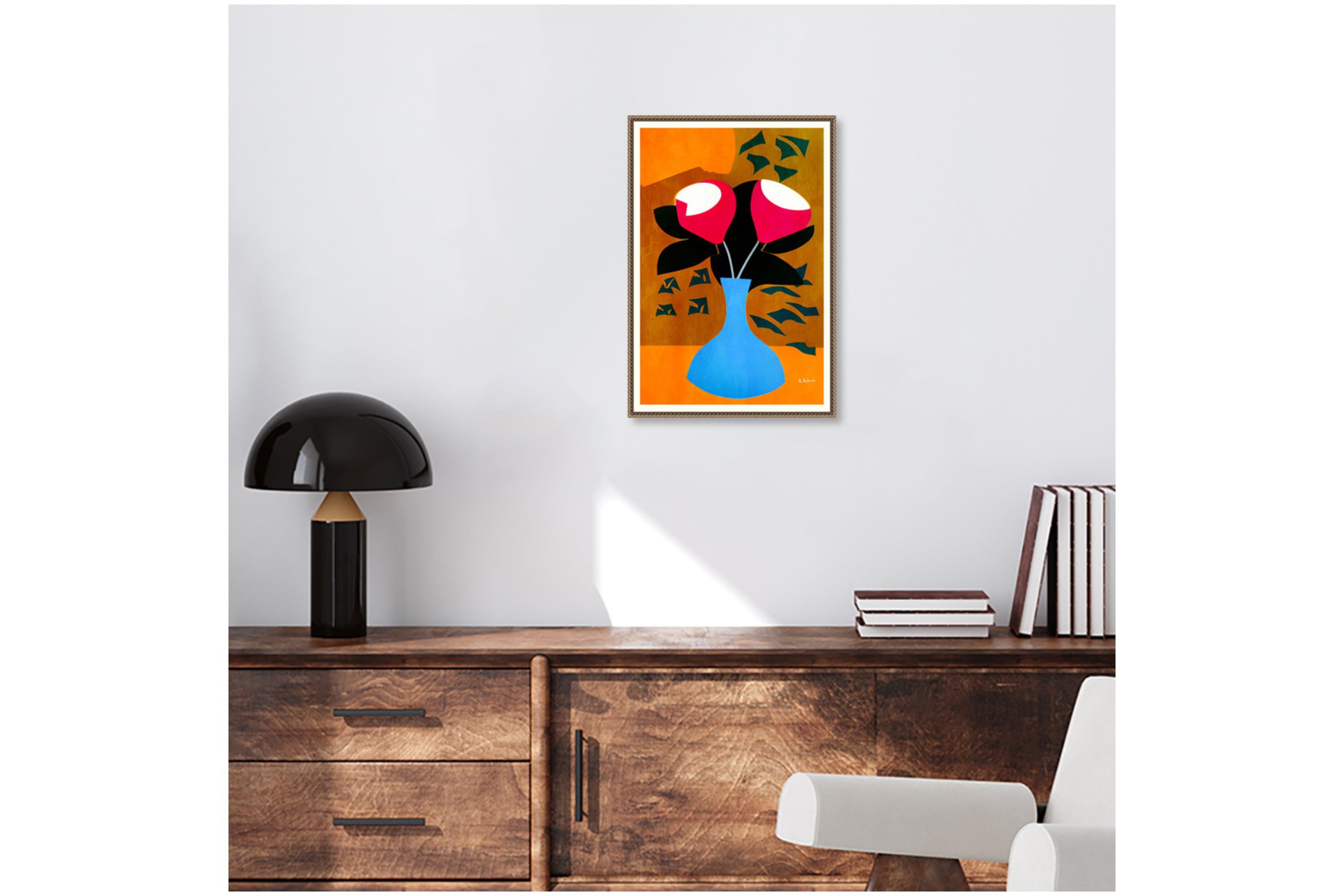 Strawberry Flowers Framed Canvas Wall Art Print