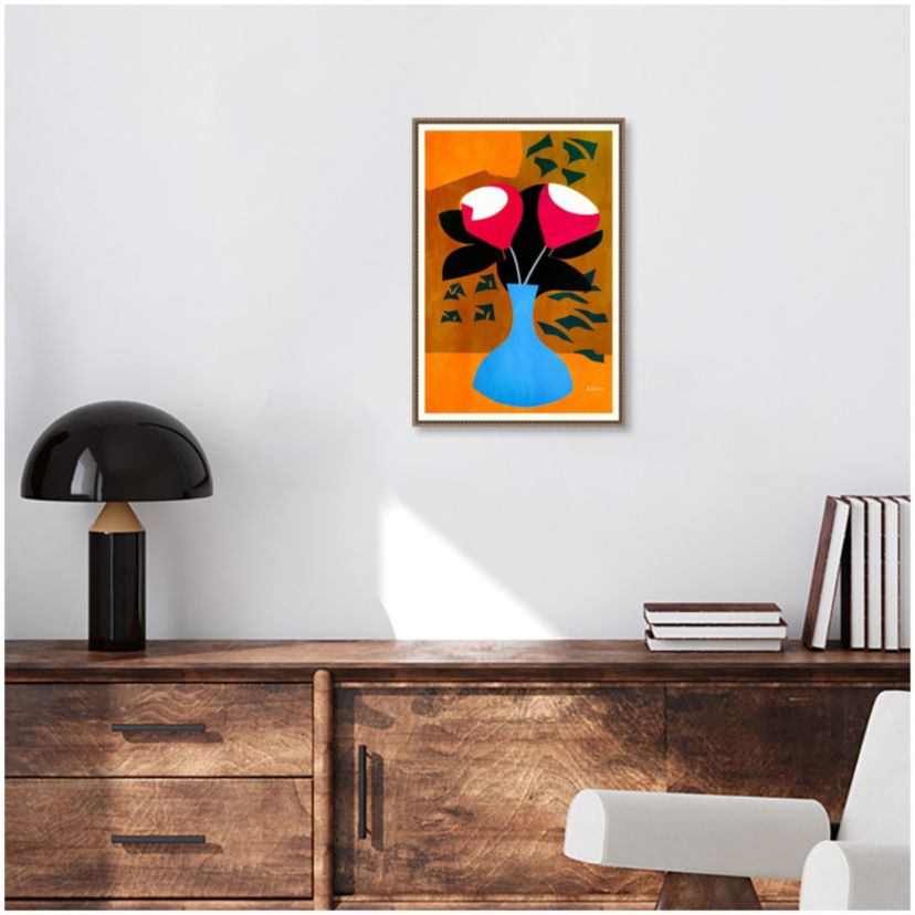 Strawberry Flowers Framed Canvas Wall Art Print
