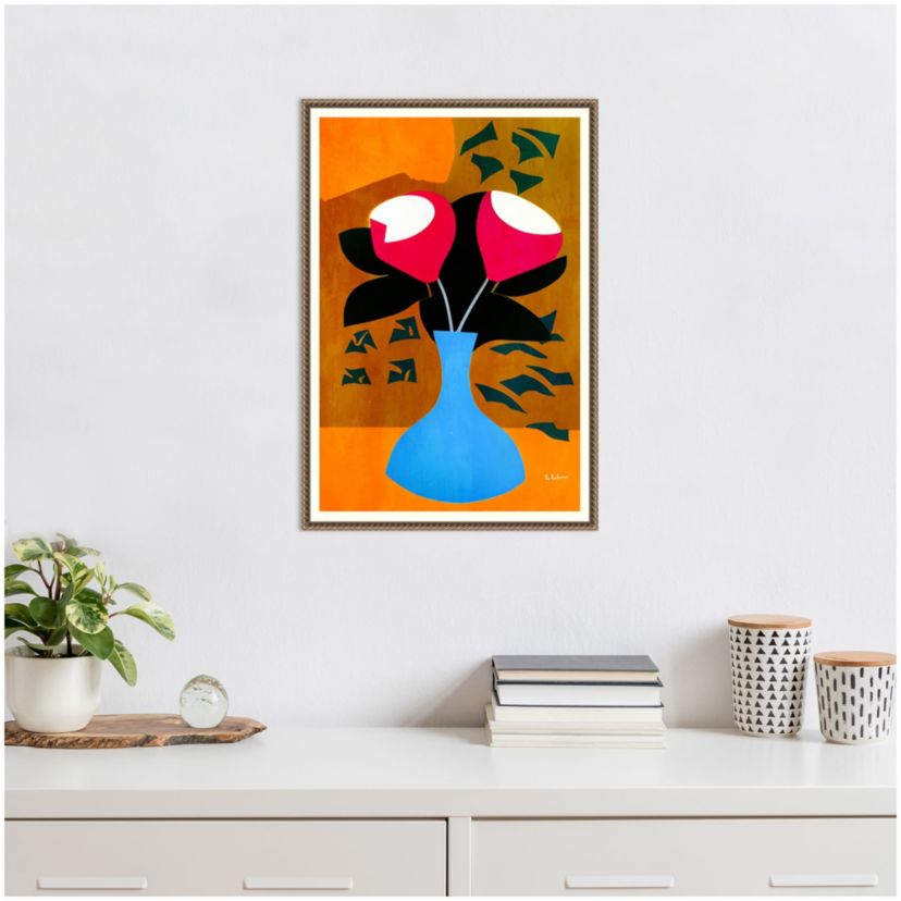 Strawberry Flowers Framed Canvas Wall Art Print