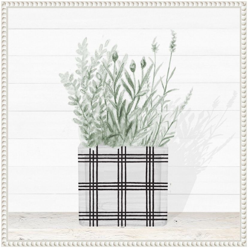 Lavender Blossom In Modern Pot II Framed Canvas Wall Art Print