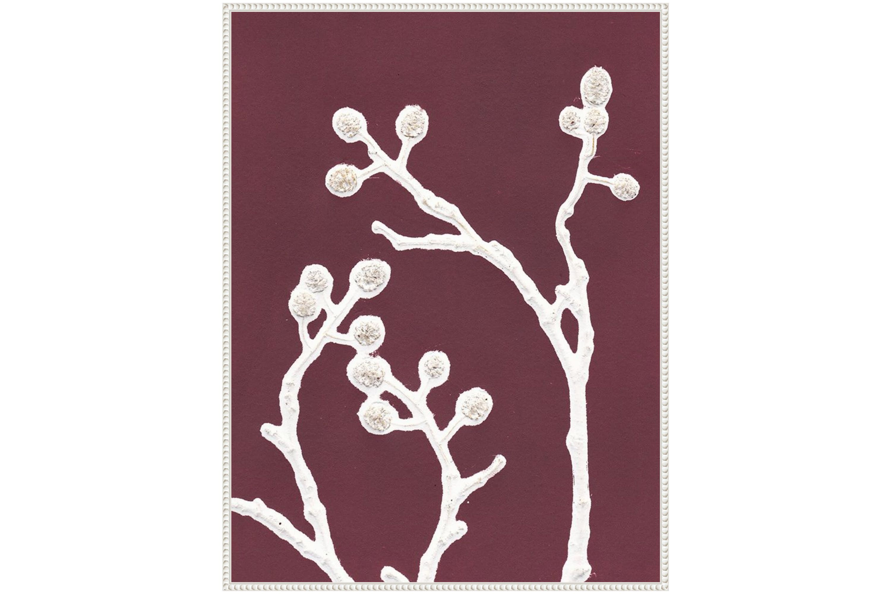 Florals on Purple Framed Canvas Wall Art Print