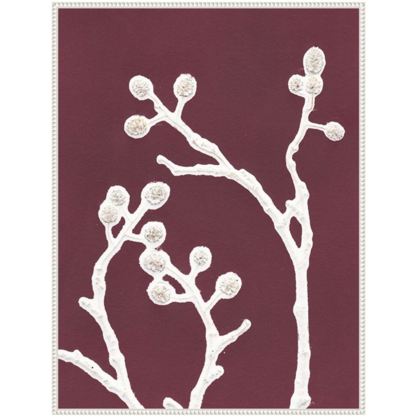 Florals on Purple Framed Canvas Wall Art Print
