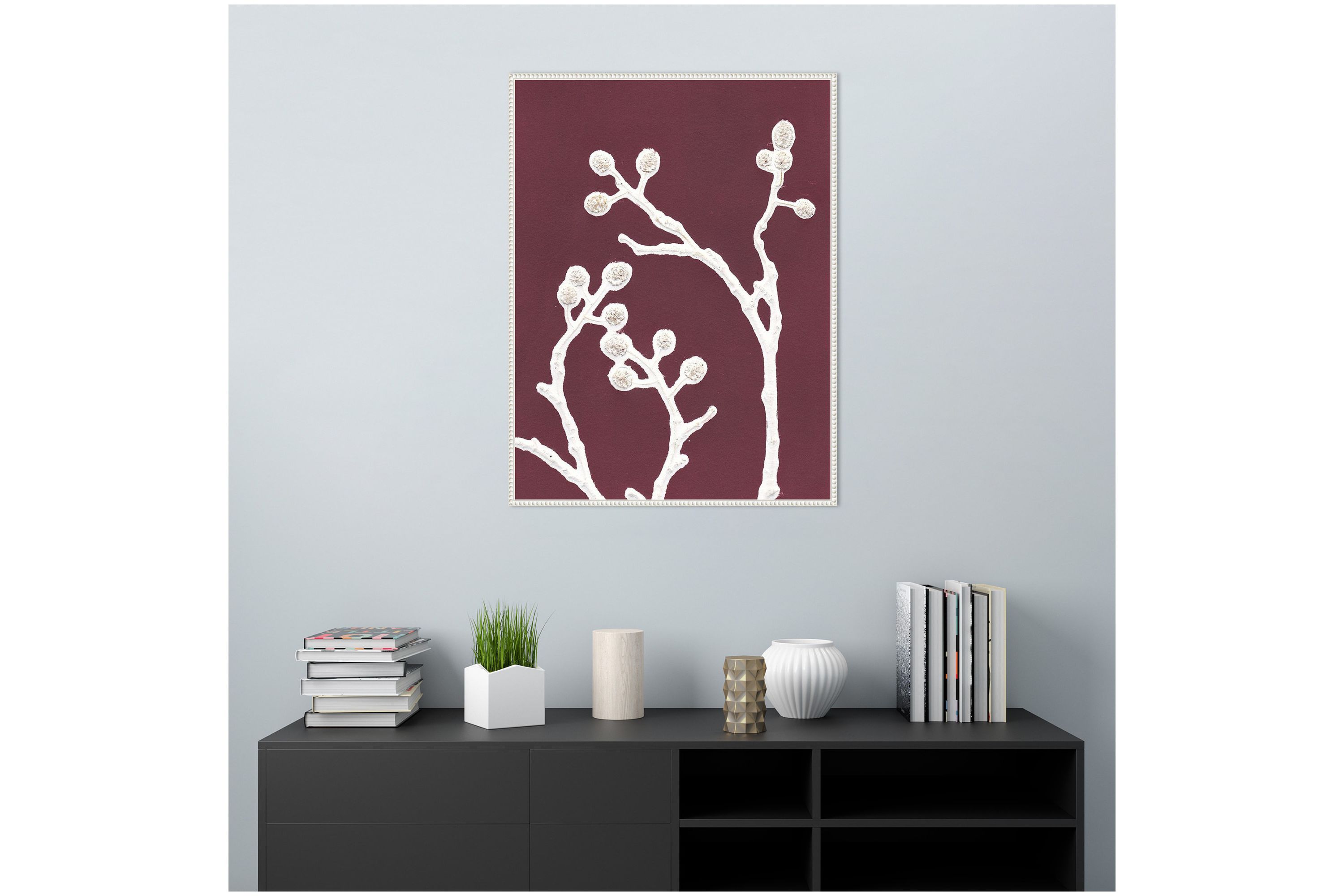 Florals on Purple Framed Canvas Wall Art Print