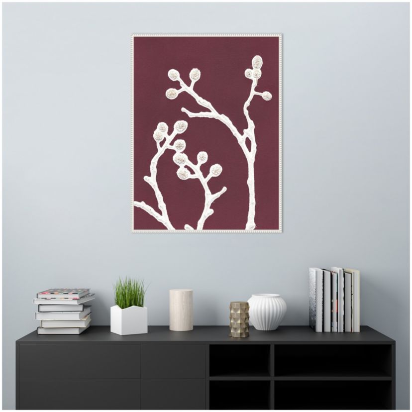 Florals on Purple Framed Canvas Wall Art Print