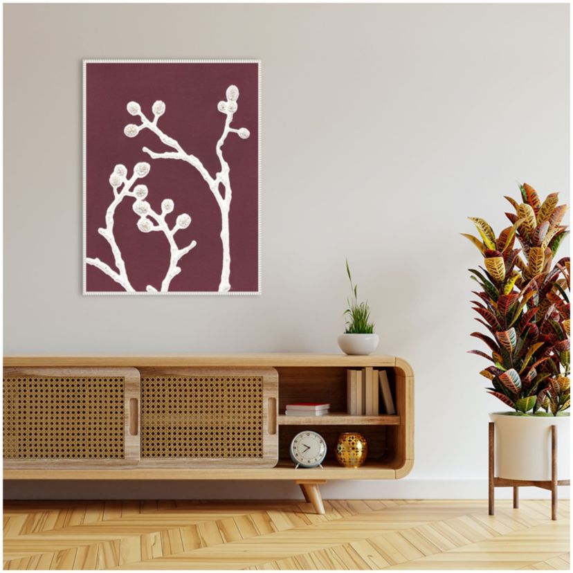 Florals on Purple Framed Canvas Wall Art Print