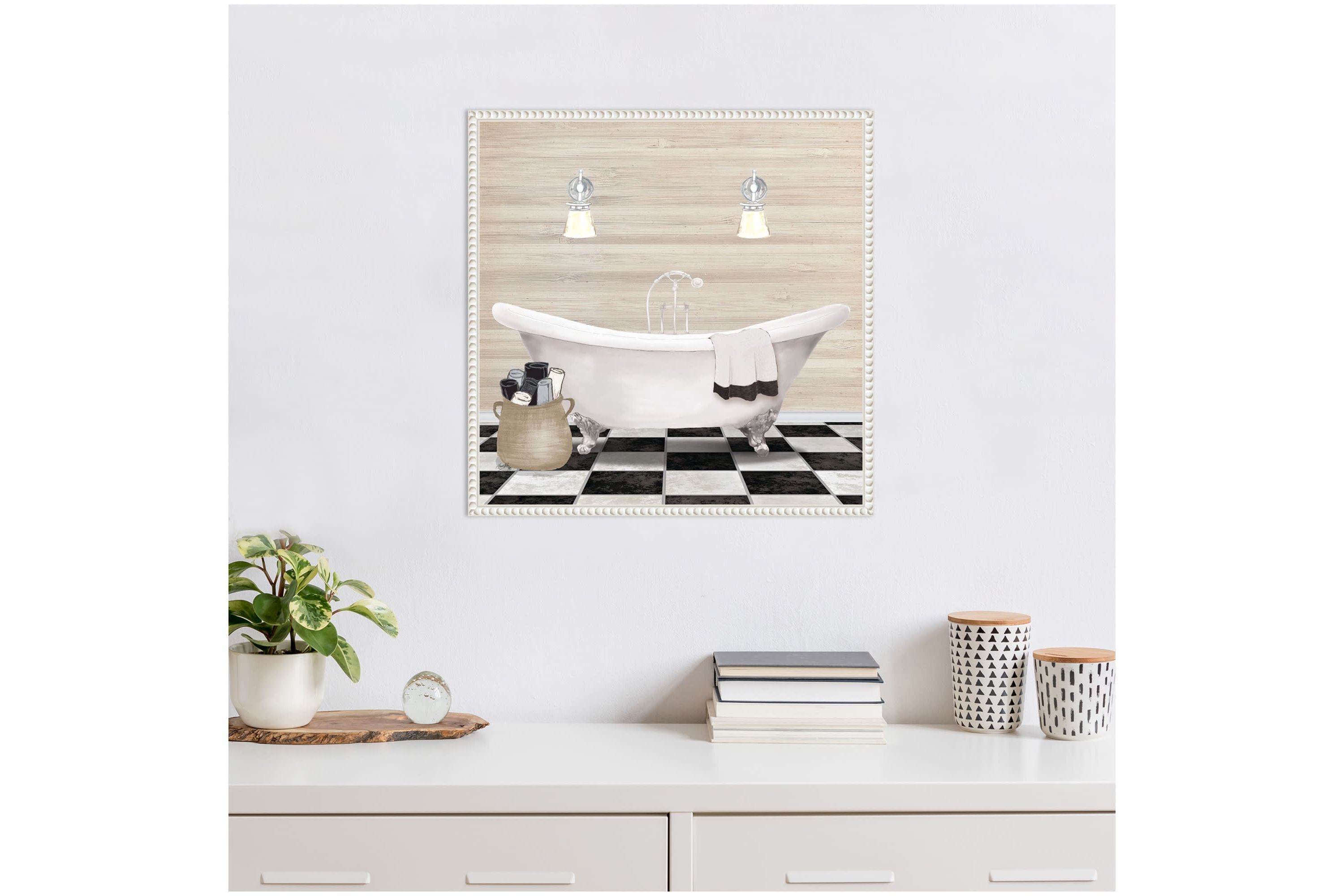 Bathroom I Framed Canvas Wall Art Print