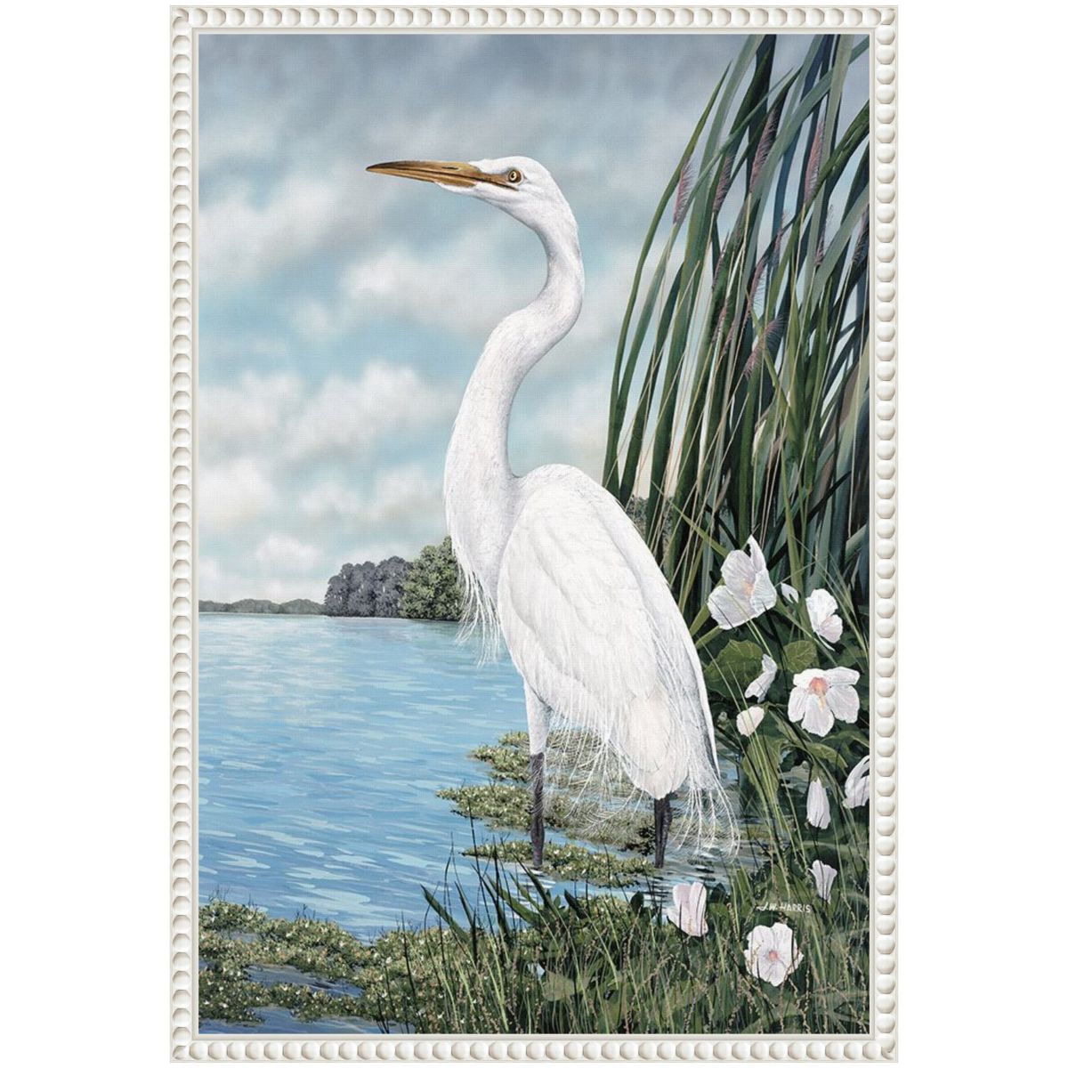 Great White Egret Framed Canvas Wall Art Print