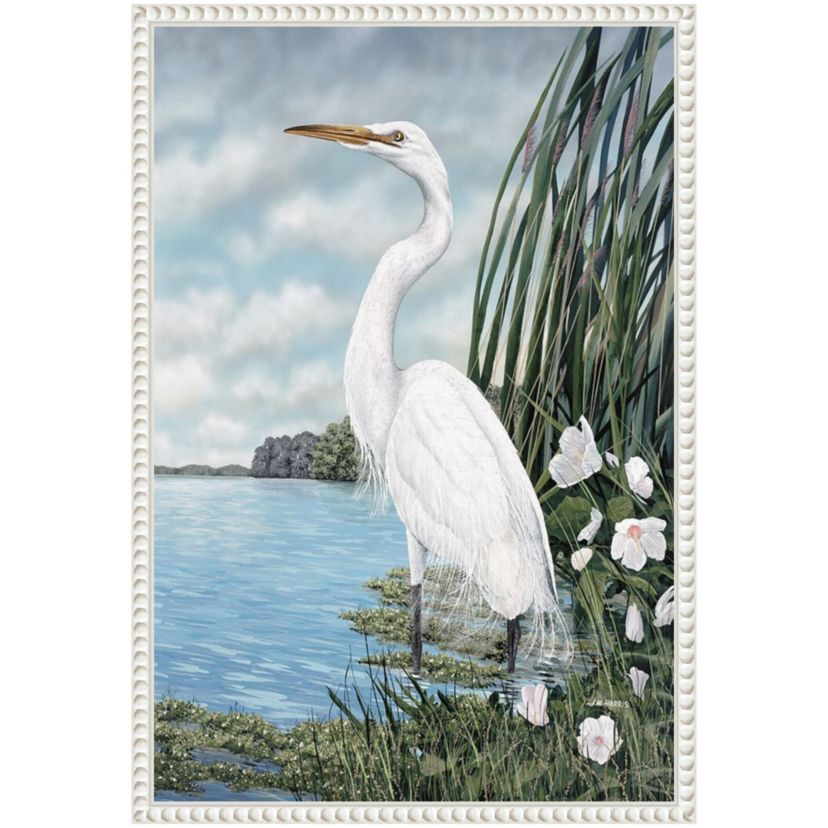 Great White Egret Framed Canvas Wall Art Print