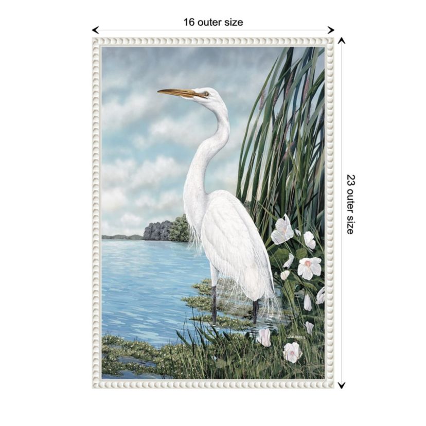 Great White Egret Framed Canvas Wall Art Print