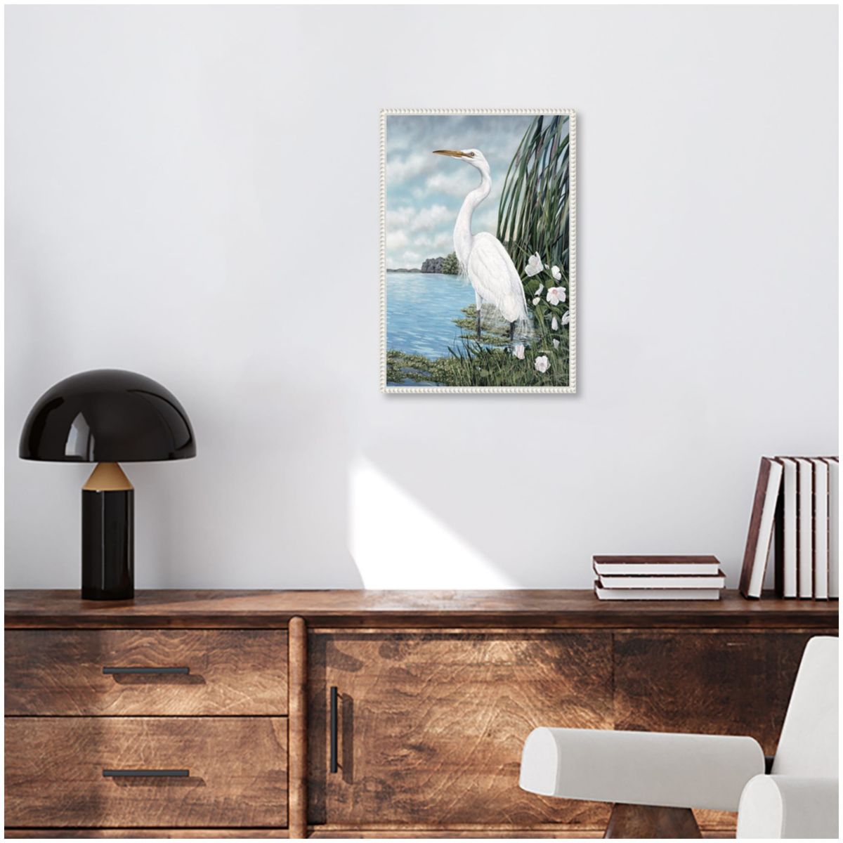 Great White Egret Framed Canvas Wall Art Print