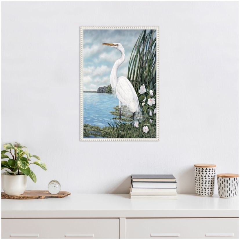 Great White Egret Framed Canvas Wall Art Print
