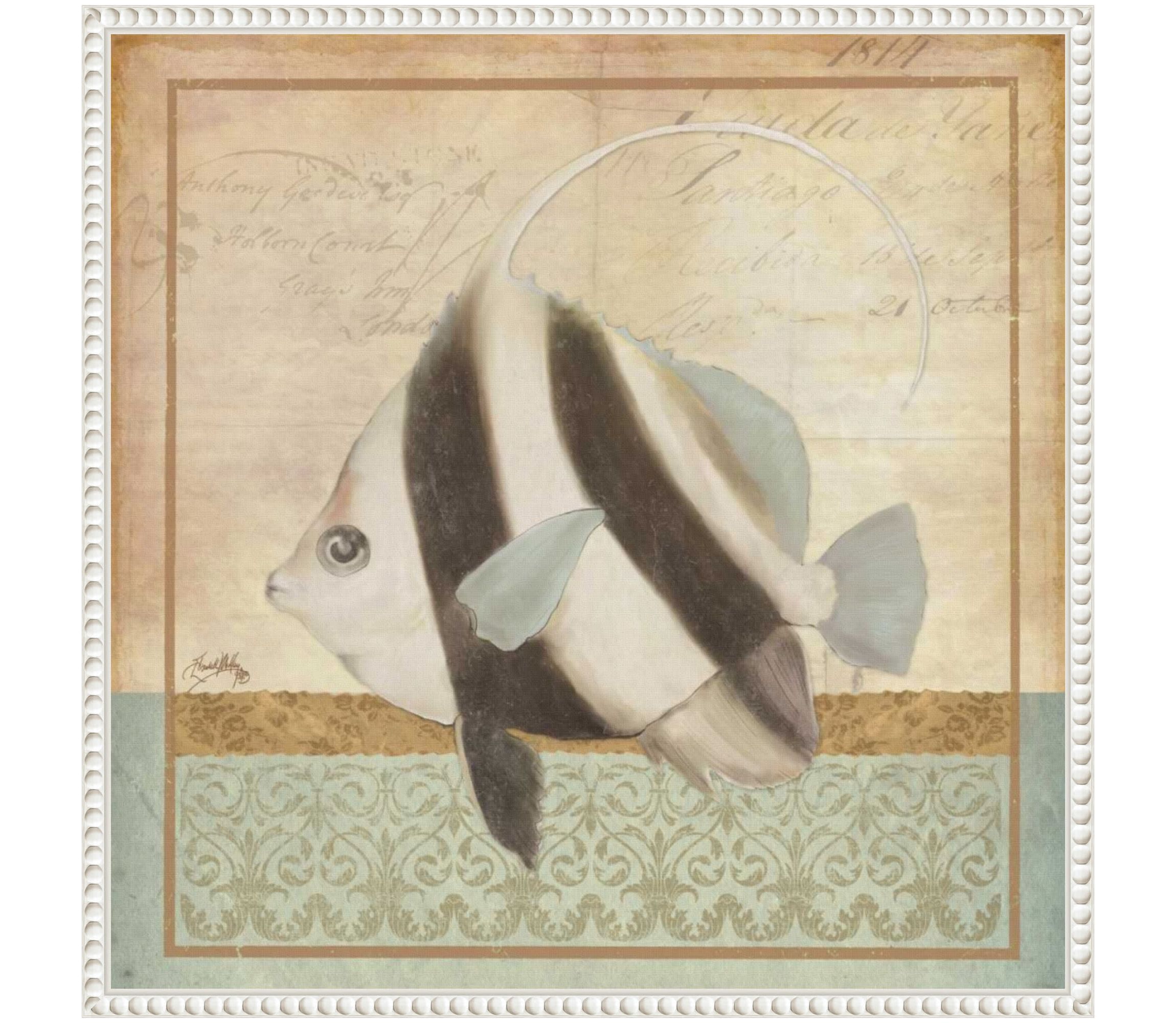 Vintage Fish I Framed Canvas Wall Art Print