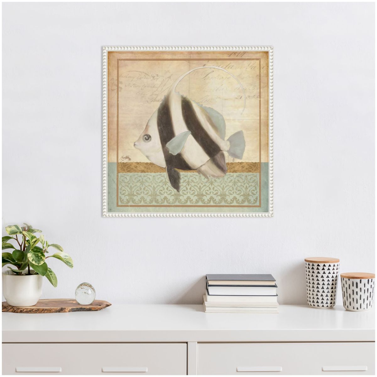 Vintage Fish I Framed Canvas Wall Art Print
